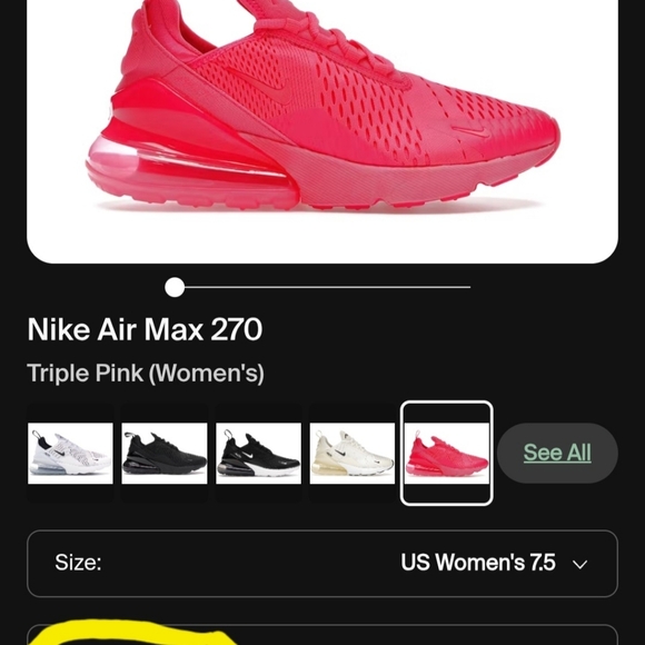 *XCLNT* Nike Airmax Air Max 270 Sz 7.5 Neon Bright Hot Hyper Vibrant Triple Pink - Picture 10 of 11